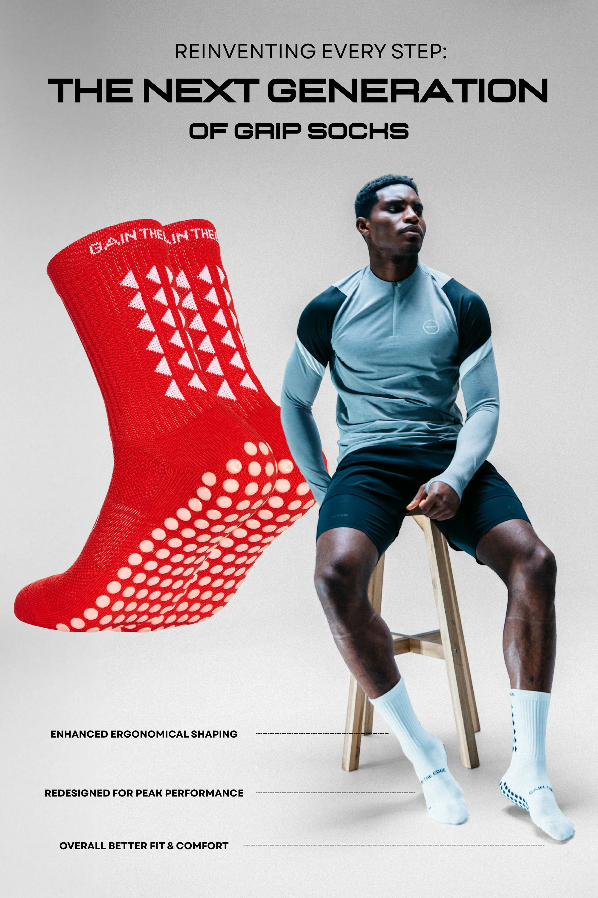 GRIP SOCKS 3.0  MidCalf Length - Red - Image 3