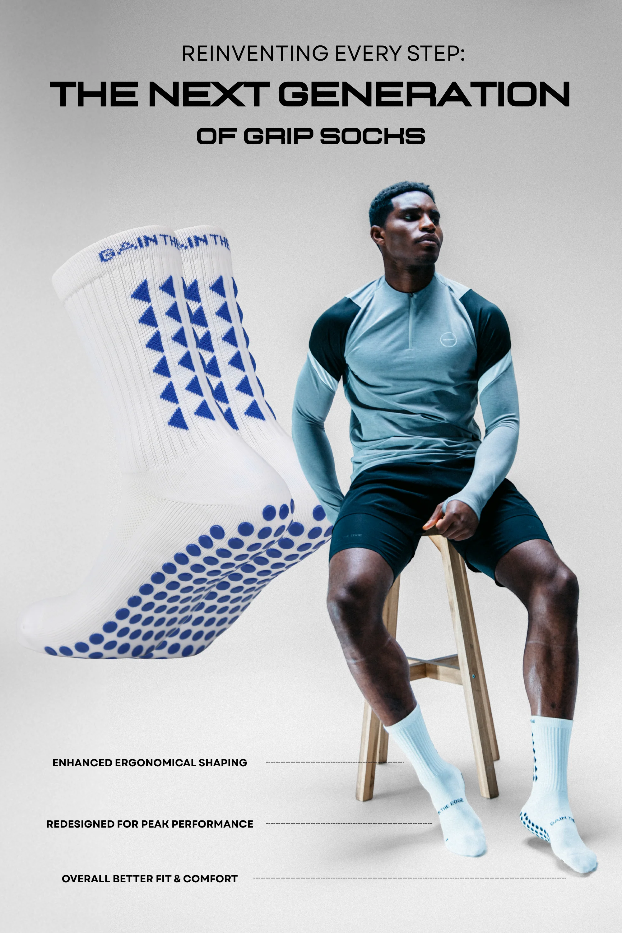 LIMITED EDITION GRIP SOCKS 3.0 - White & Blue - Image 3